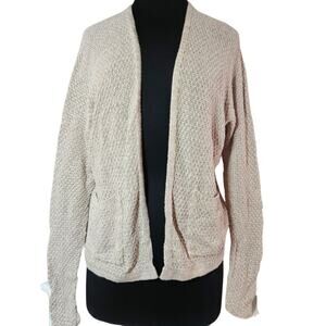 Cream Open Front Cardigan Sweater with Pockets Size Small